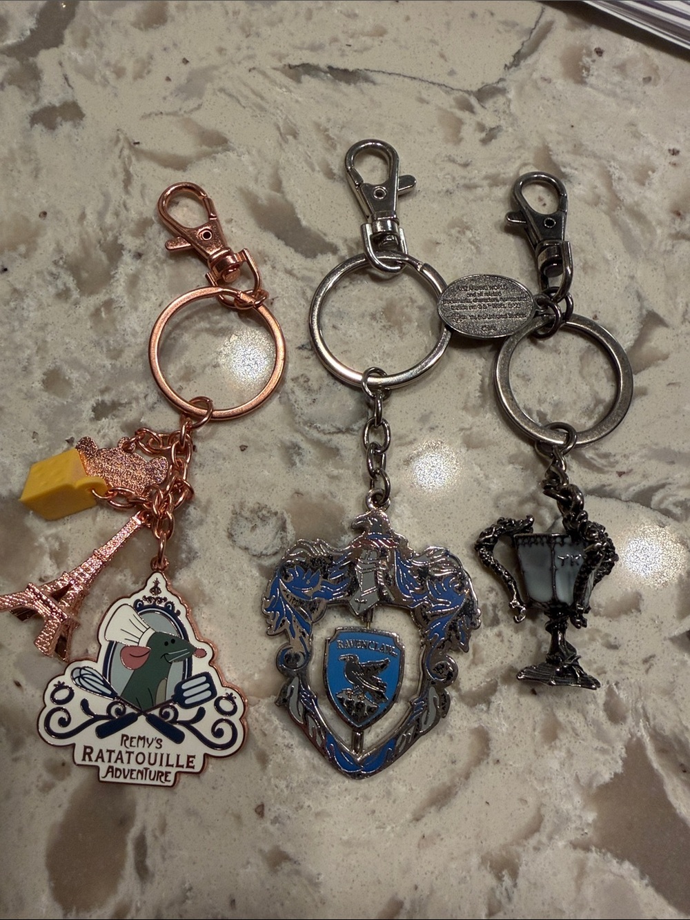Disney Ravenclaw Harry Potter Black Keychain Lot - Ratatouille, Crest & Lamp
